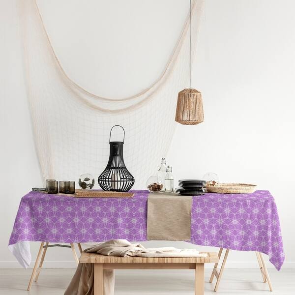 slide 1 of 20, Color Background Ornate Circles Rectangle Tablecloth - 58 x 102 Purple