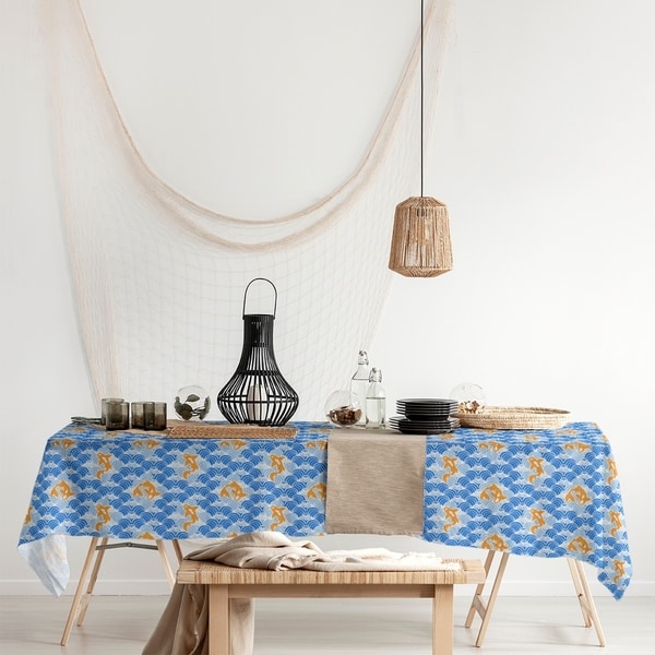 Koi Fish & Waves Rectangle Tablecloth - 58 x 102