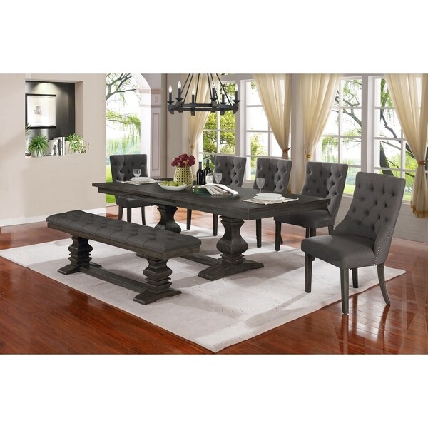 Best Quality Furniture 7-Piece Trestle Base Dining Set