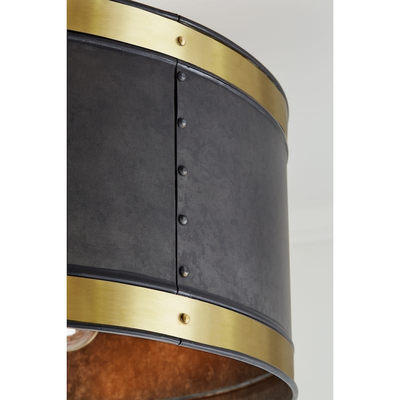 4-light Galvanized Black/True Brass Pendant
