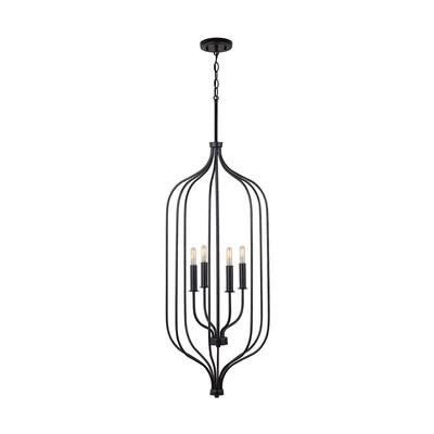 Nira 4-light Matte Black Foyer Pendant
