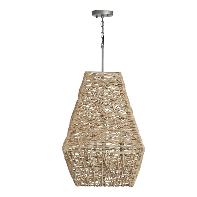 4-light Natural Jute/Grey Pendant