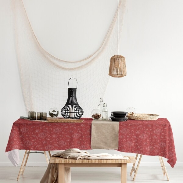 Color Background Pizza Pattern Rectangle Tablecloth - 58 x 102