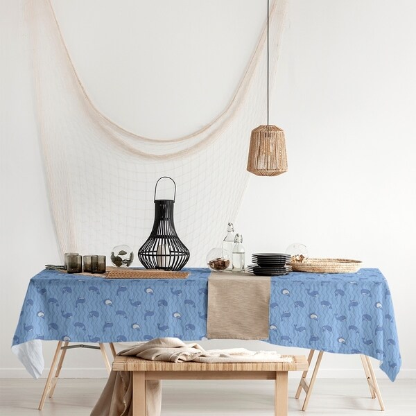Whales Pattern Rectangle Tablecloth - 58 x 102