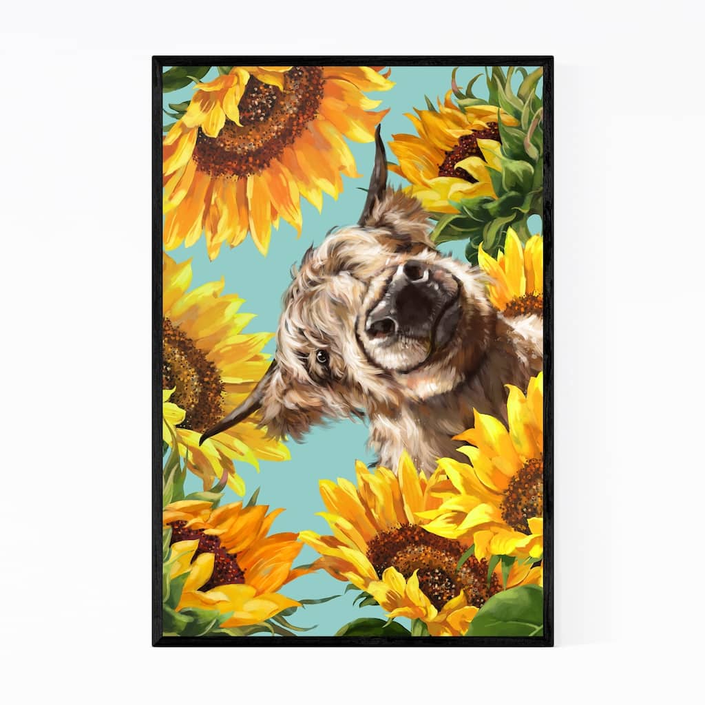 Noir Gallery Highland Cow Peekaboo Animal Framed Art Print