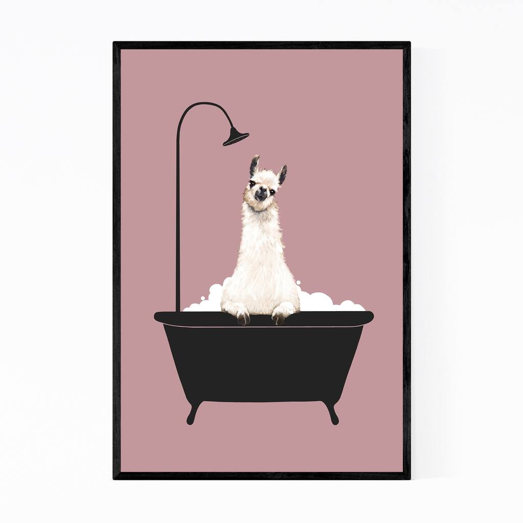 Noir Gallery Llama Kid's Cute Peekaboo Animal Framed Art Print