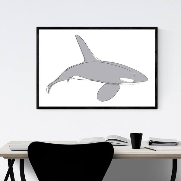 Shop Noir Gallery Orca Whale Animal Line Drawing Framed Art Print Overstock 28557195