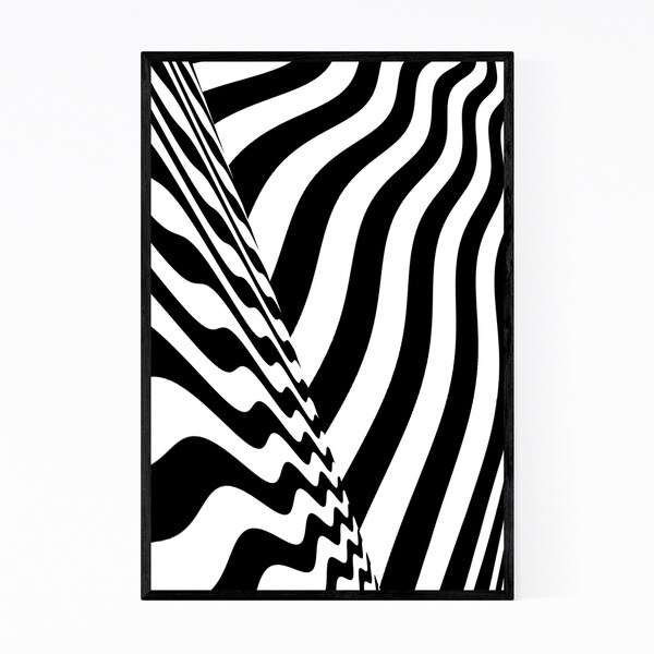 Noir Gallery Abstract Black & White Lines Framed Art Print