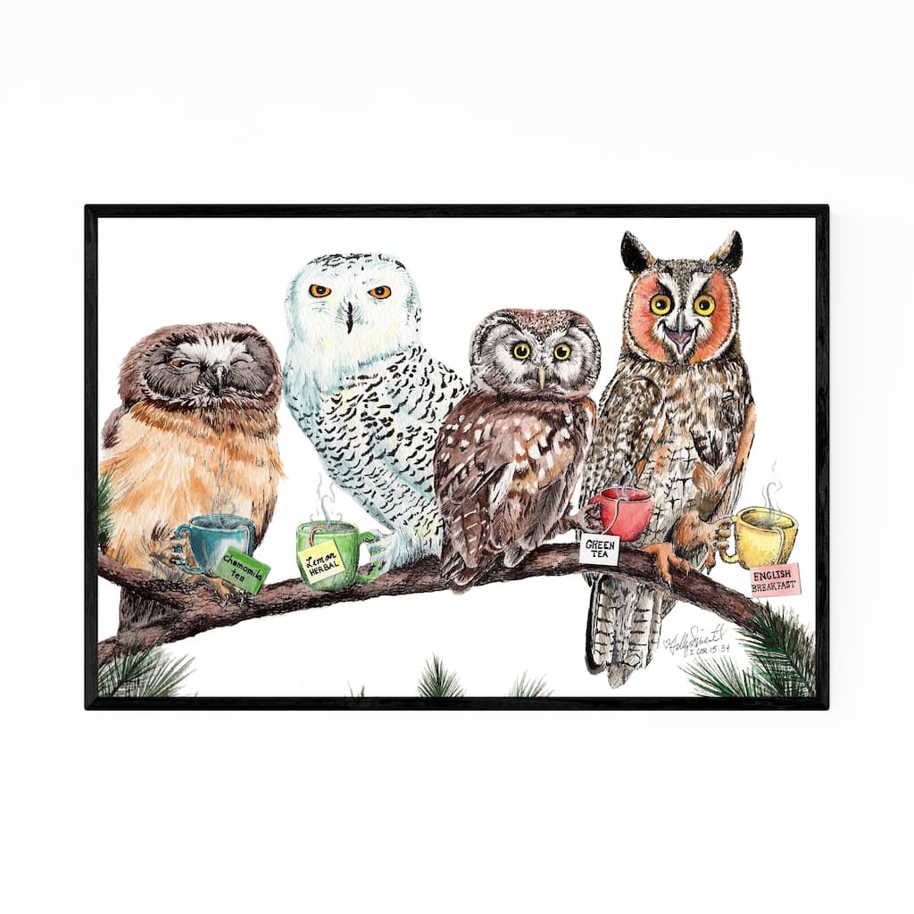 Noir Gallery Owl Animals Tea Kitchen Gift Framed Art Print