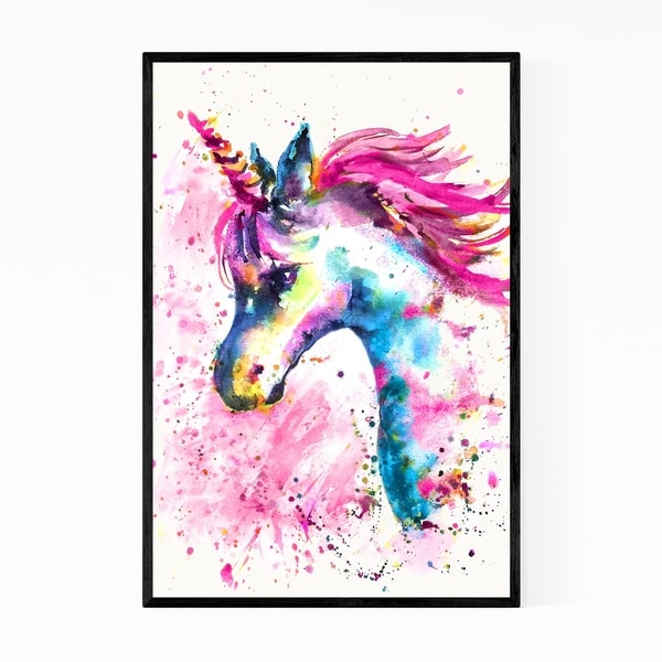 Noir Gallery Watercolor Unicorn Fantasy Animal Framed Art Print
