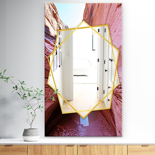 Designart 'Deserts Colorful Sandstone Formation' Traditional Mirror - Wall Mirror - Brown
