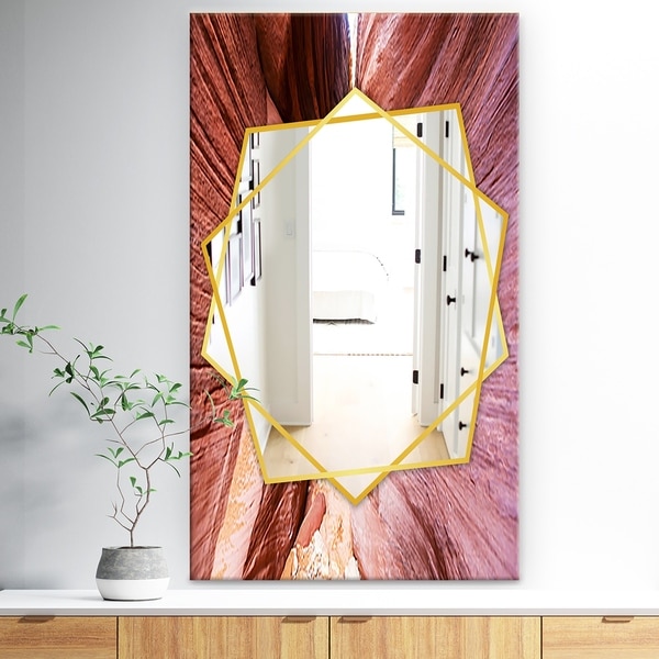 Designart 'Grand Staircase Escalante National Park Sandstone Formation' Traditional Mirror - Wall Mirror - Brown
