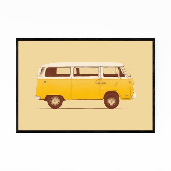 Noir Gallery Yellow Vintage Retro VW Van Framed Art Print