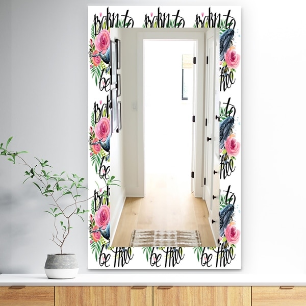 Designart 'Whale and Roses' Traditional Mirror - Vanity Mirror - White