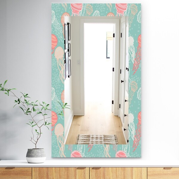 Designart 'Costal Creatures 3' Traditional Mirror - Vanity Mirror - Blue