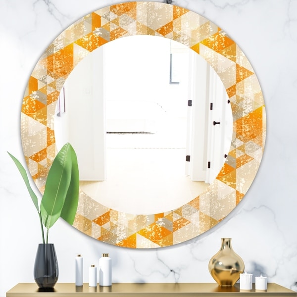 Designart 'Gold Retro Style' Glam Mirror - Oval or Round Wall Mirror - Gold