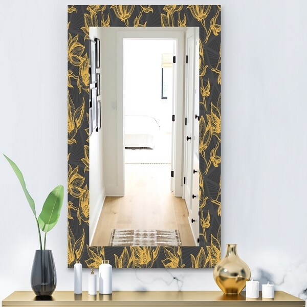 Designart 'Obsidian Bloom 7' Modern Mirror - Wall Mirror - Black