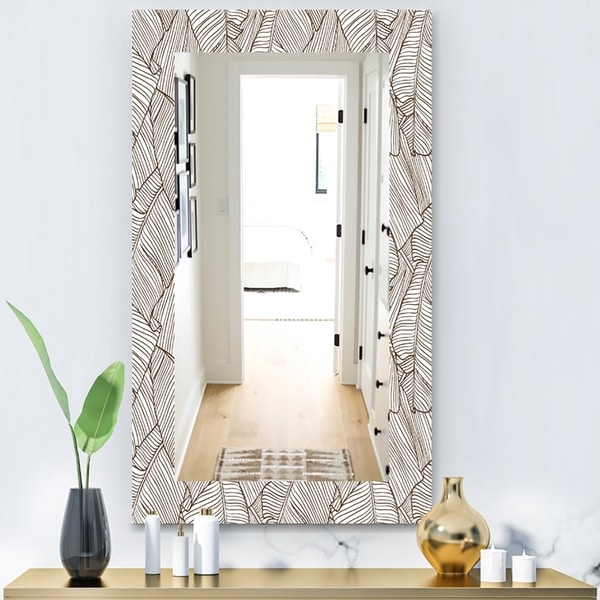 Designart 'Leaves Of Palm Tree' Bohemian and Eclectic Mirror - Wall Mirror - Brown