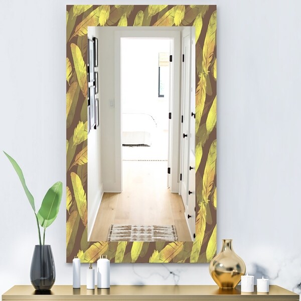 Designart 'Yellow Moods 4' Bohemian and Eclectic Mirror - Vanity Mirror - Gold