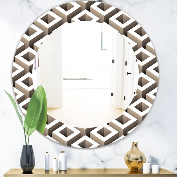 Designart 'Scandinavian 8' Mid-Century Mirror - Oval or Round Wall Mirror - Grey/Silver