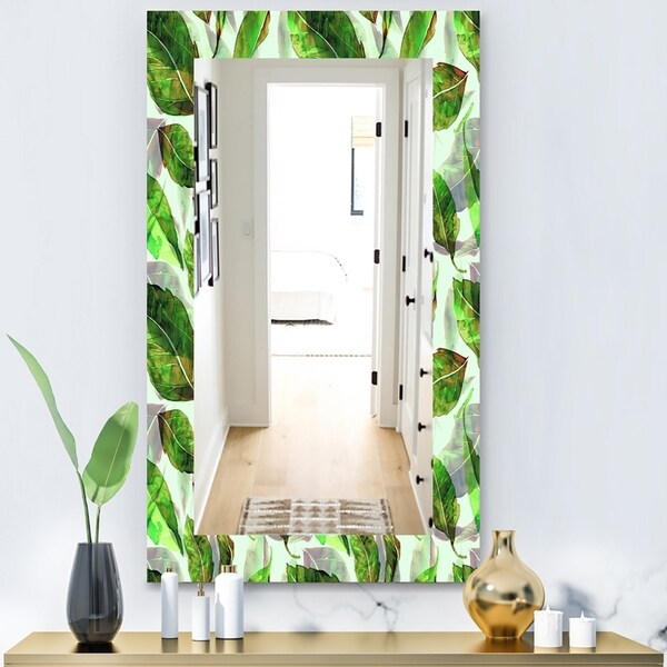 Designart 'Tropical Mood Foliage 10' Modern Mirror - Vanity Mirror - Green