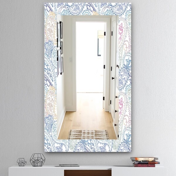 Designart 'Paisley 6' Mid-Century Mirror - Wall Mirror - White