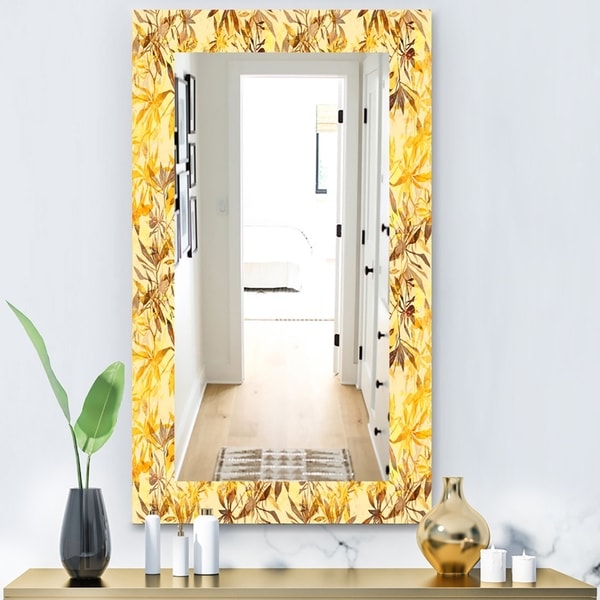 Designart 'Yellow Moods 11' Bohemian and Eclectic Mirror - Wall Mirror - Gold