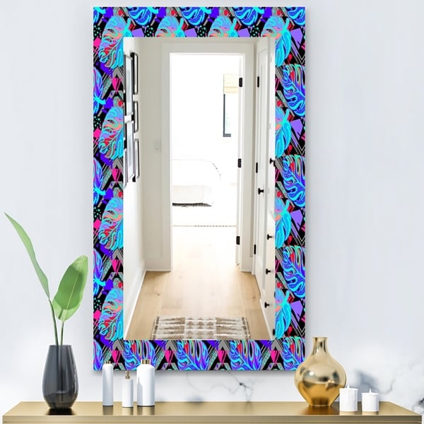 Designart 'Tropical Mood Blue 2' Bohemian and Eclectic Mirror - Wall Mirror