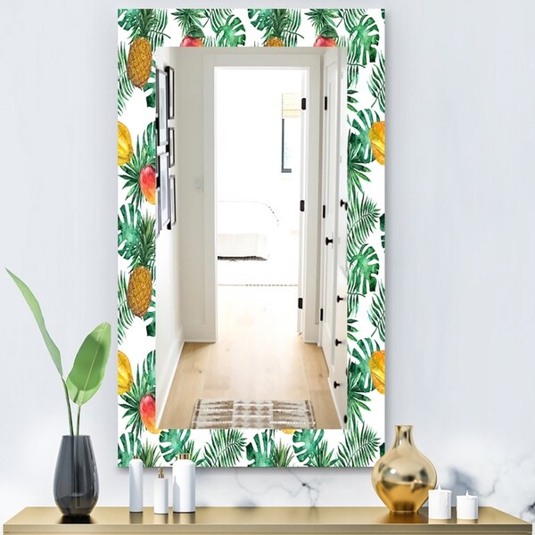 Designart 'Tropical Mood Foliage 7' Bohemian and Eclectic Mirror - Vanity Mirror - Green