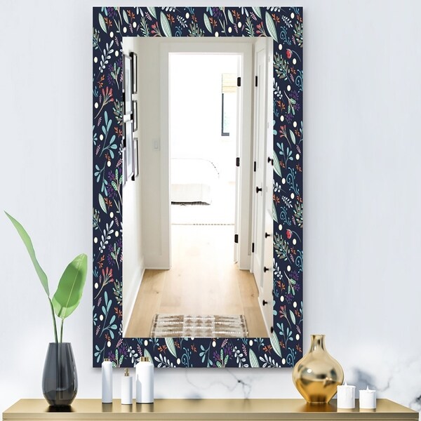 Designart 'Obsidian Bloom 9' Modern Mirror - Vanity Mirror - Blue