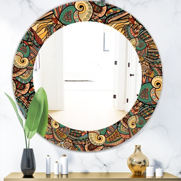 Designart 'Paisley 9' Bohemian and Eclectic Mirror - Oval or Round Wall Mirror