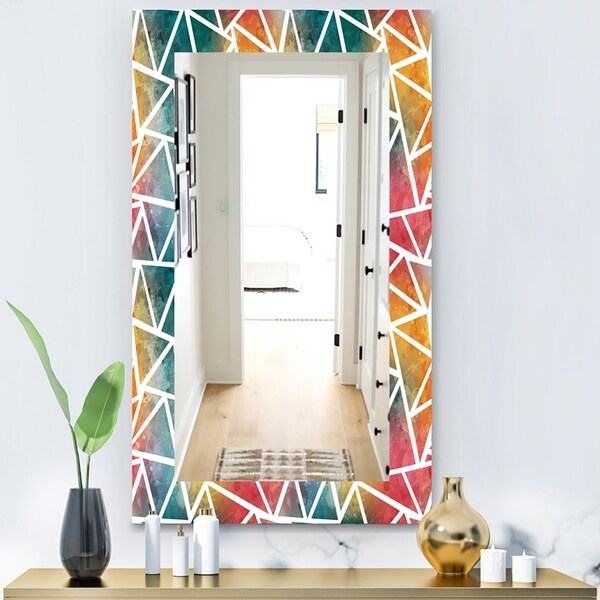 Designart 'Triangular Colourfields 7' Modern Mirror - Wall Mirror - Gold