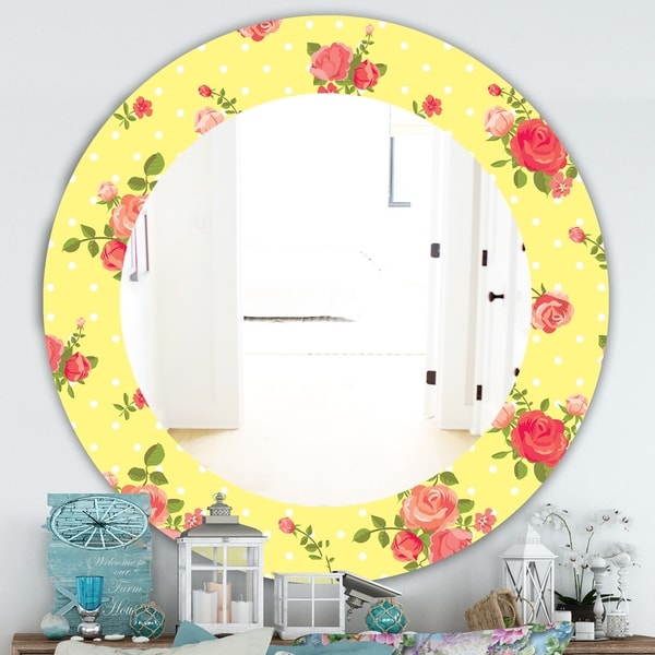 Designart 'Yellow Moods 15' Traditional Mirror - Oval or Round Wall Mirror - Gold
