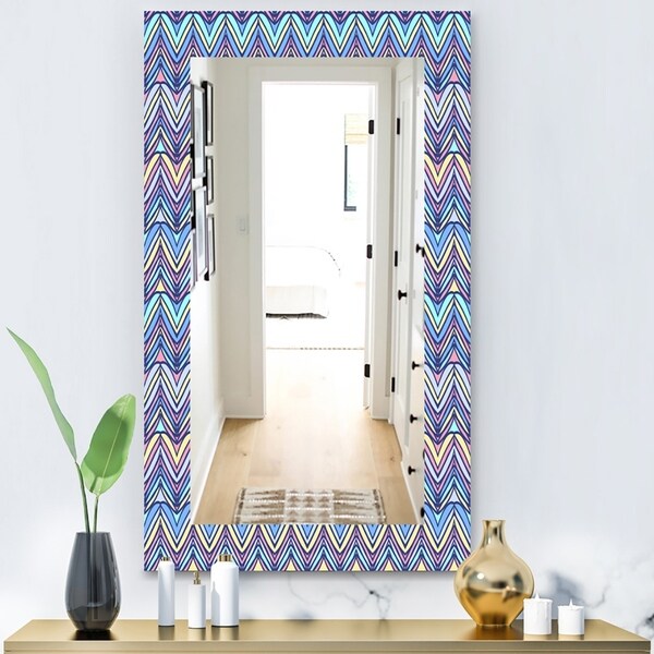 Shop Designart 'Zig Zag Pattern' Modern Mirror - Wall Mirror - Blue ...