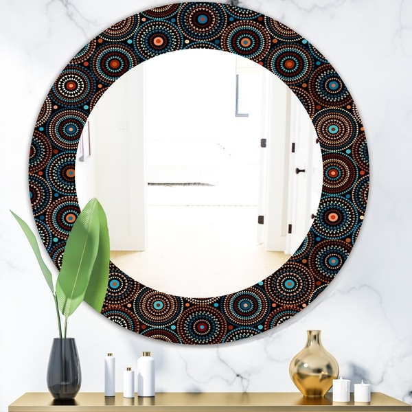 Designart 'Obsidian Impressions 4' Bohemian and Eclectic Mirror - Oval or Round Wall Mirror
