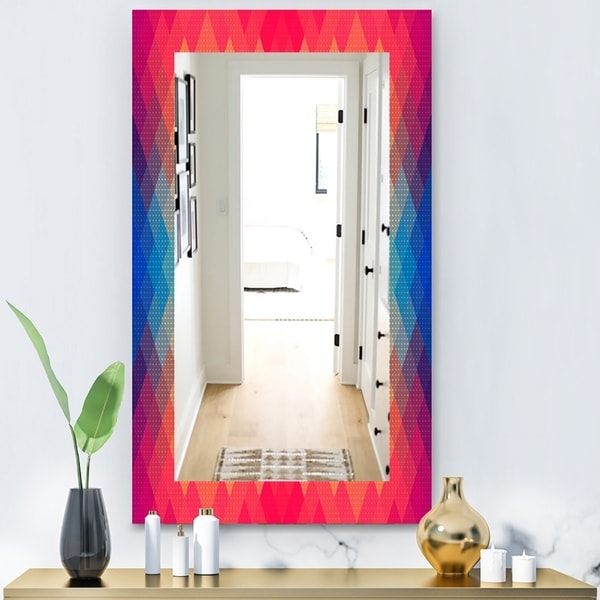 Designart 'Colorful Geometric Pattern' Modern Mirror - Wall Mirror - Red