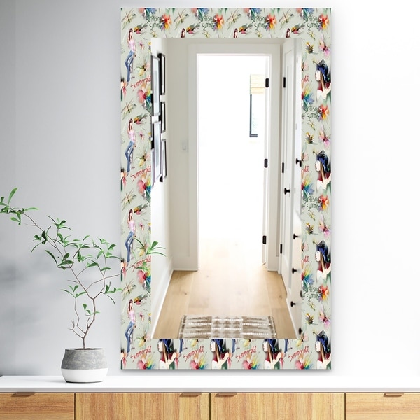 Designart 'Sweet Girl Summervibes' Traditional Mirror - Wall Mirror - Green