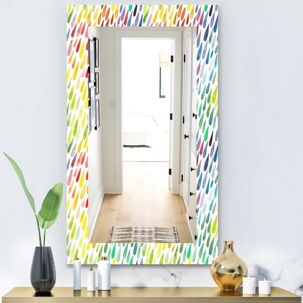 Designart 'Collection Of Paint Splash Watercolor Drops' Modern Mirror - Wall Mirror - Gold