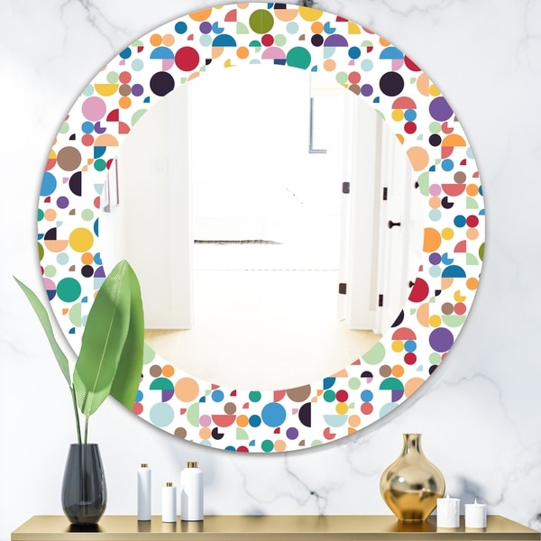 Designart 'Circular Dance 5' Mid-Century Mirror - Oval or Round Wall Mirror - White