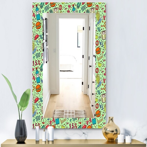 Designart 'Diet Green Pattern' Modern Mirror - Vanity Mirror