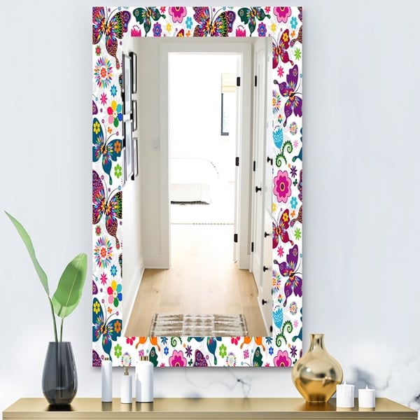 Designart 'Spring Pattern' Modern Mirror - Vanity Mirror - White