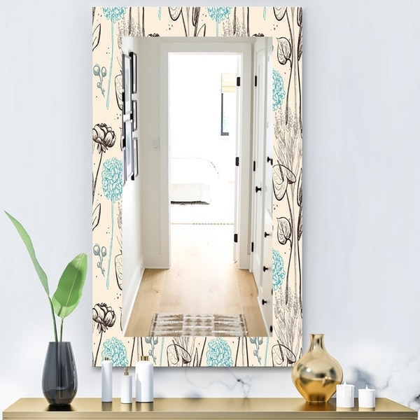 Designart 'Vintage Flower Pattern' Bohemian and Eclectic Mirror - Modern Wall Mirror - Multi