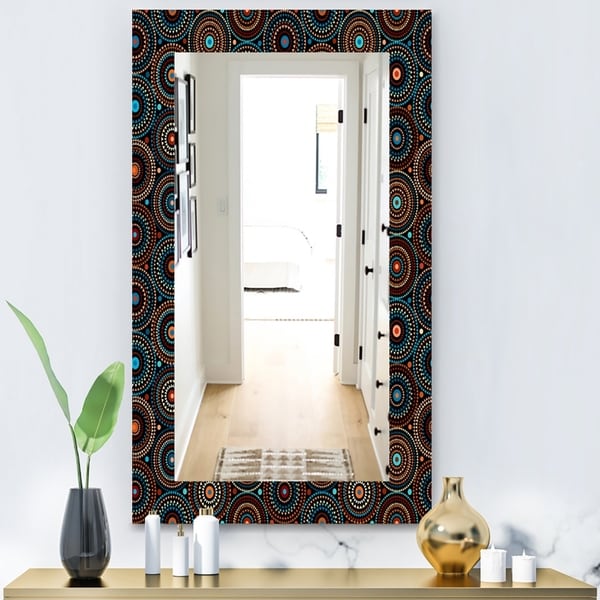Designart 'Obsidian Impressions 4' Bohemian and Eclectic Mirror - Modern Wall Mirror - Black