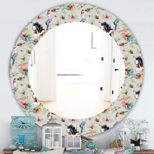 Designart 'Sweet Girl Summervibes' Traditional Mirror - Oval or Round Wall Mirror