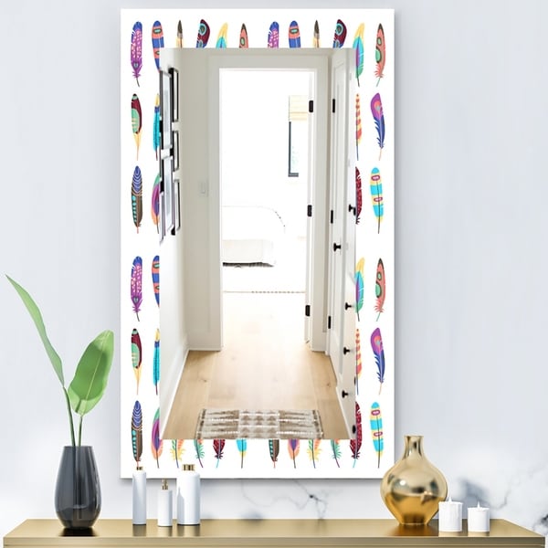 Designart 'Feathers 21' Modern Mirror - Wall Mirror - White