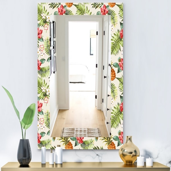 Designart 'Tropical Mood Foliage 16' Bohemian and Eclectic Mirror - Wall Mirror - Green