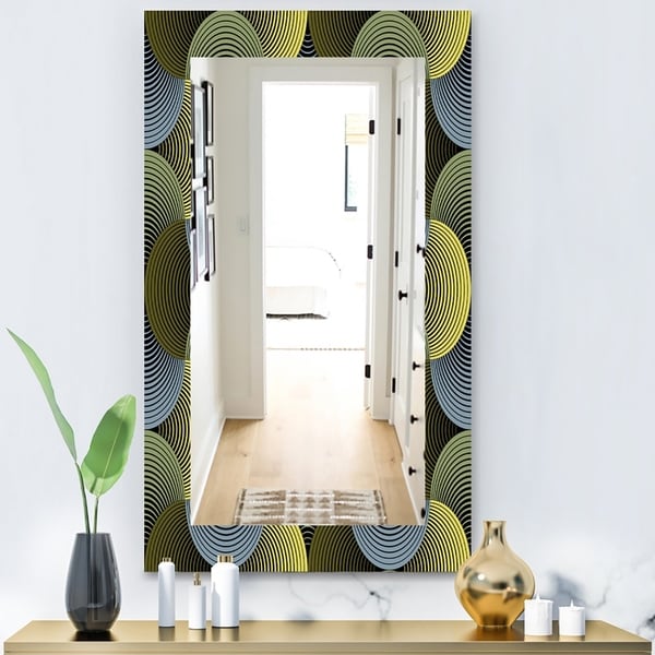 Designart 'Ornate Geometric Petals Grid' Modern Mirror - Wall Mirror - Green