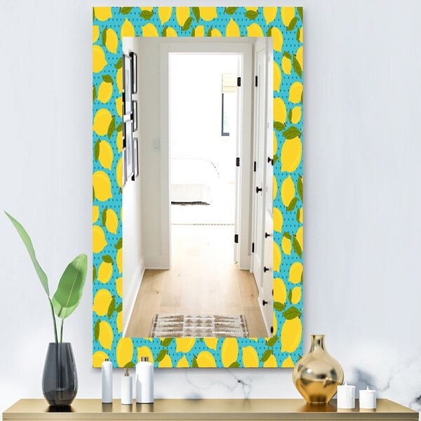 Designart 'Lemon Pattern' Bohemian and Eclectic Mirror - Vanity Mirror - Blue