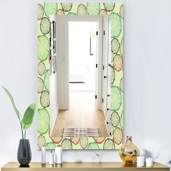 Designart 'Pattern With Tree Rings' Bohemian and Eclectic Mirror - Modern Wall Mirror - Green