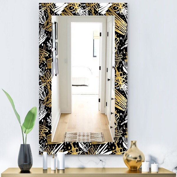 Designart 'Obsidian Impressions 5' Modern Mirror - Wall Mirror - Black
